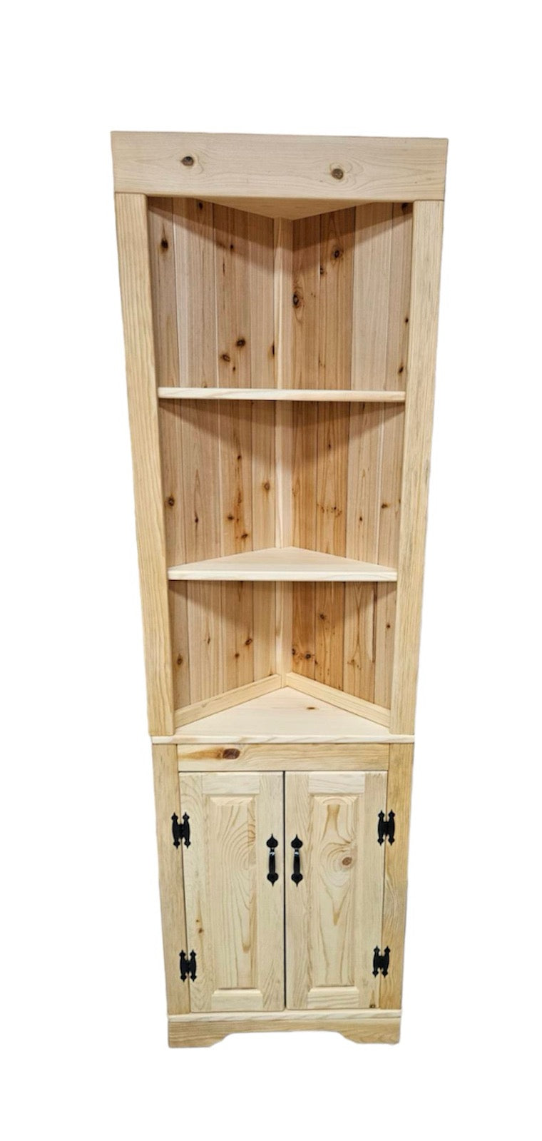 Rustic Corner Hutch DOUBLE PANEL door, rustic corner hutch cabinet, handmade corner hutch, wood corner hutch, pine corner hutch, primitive corner hutch