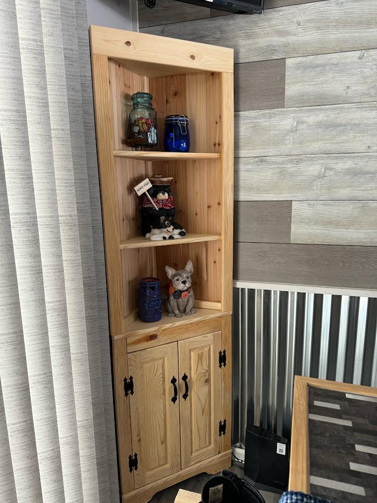 Rustic Corner Hutch DOUBLE PANEL door, rustic corner hutch cabinet, handmade corner hutch, wood corner hutch, pine corner hutch, primitive corner hutch