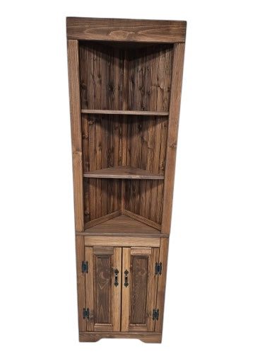 Rustic Corner Hutch DOUBLE PANEL door, rustic corner hutch cabinet, handmade corner hutch, wood corner hutch, pine corner hutch, primitive corner hutch