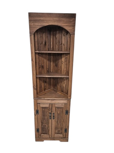 Rustic Corner Hutch DOUBLE PANEL door, rustic corner hutch cabinet, handmade corner hutch, wood corner hutch, pine corner hutch, primitive corner hutch