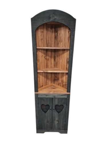 Rustic Corner Hutch TWO TONE, Rustic living room hutch, Pine corner hutch