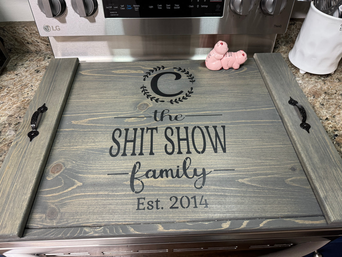 Family monogram stove cover, personalized stove cover, noodle board, stove top cover, rustic stove cover, farmhouse stove cover