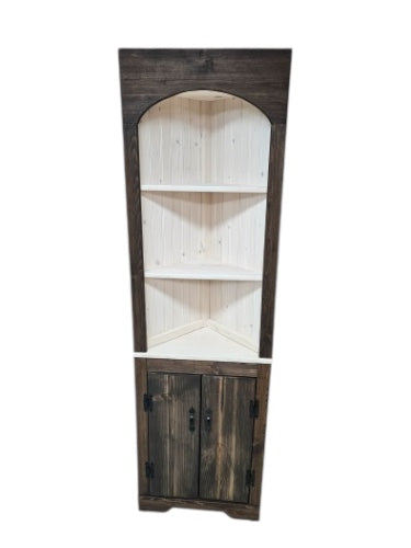 Rustic Corner Hutch TWO TONE, Rustic living room hutch, Pine corner hutch