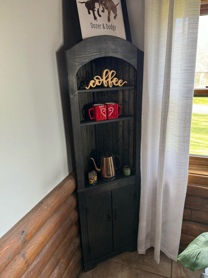 Rustic Corner Hutch SOLID doors, Kitchen corner hutch, Wood hutch, Pine hutch, Primitive Corner Hutch, Farmhouse corner hutch, handmade