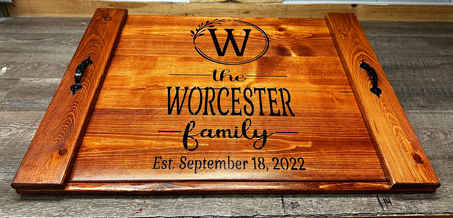 stovetop wood cover & tray with monogram – Greco Design Company