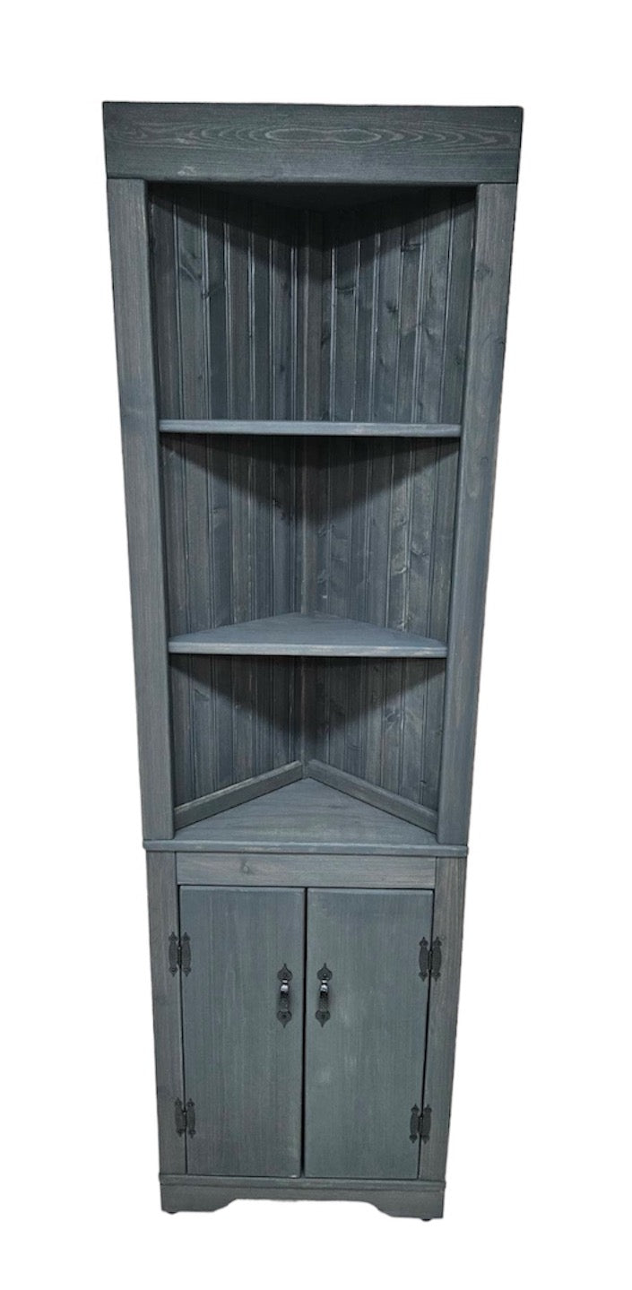 TWO CORNER HUTCH PACKAGE: Rustic Corner Hutch, rustic living room hutch, Pine corner hutch