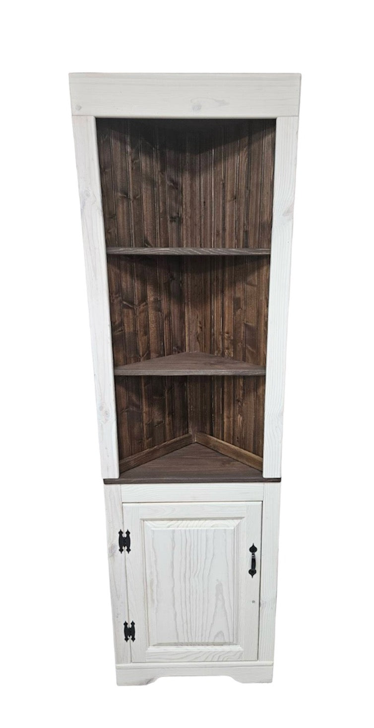 TWO CORNER HUTCH PACKAGE: Rustic Corner Hutch, rustic living room hutch, Pine corner hutch