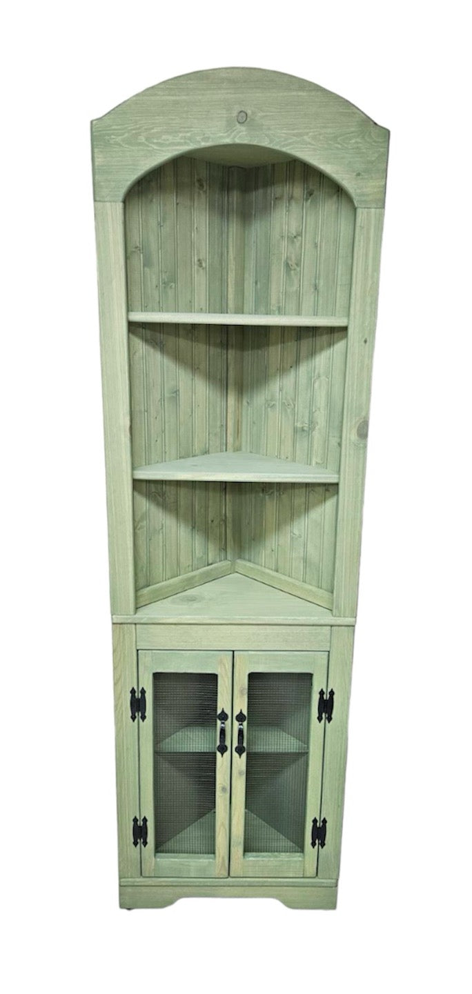 TWO CORNER HUTCH PACKAGE: Rustic Corner Hutch, rustic living room hutch, Pine corner hutch