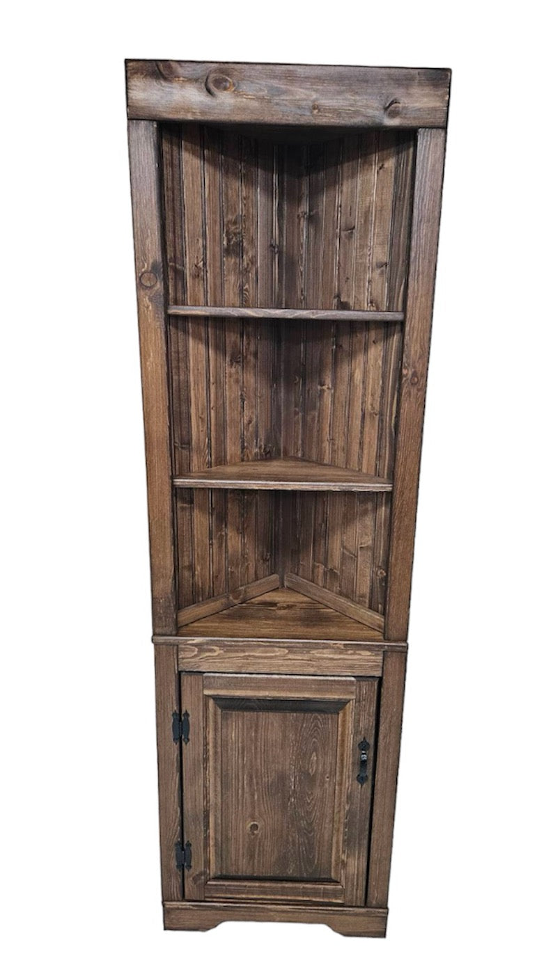 TWO CORNER HUTCH PACKAGE: Rustic Corner Hutch, rustic living room hutch, Pine corner hutch