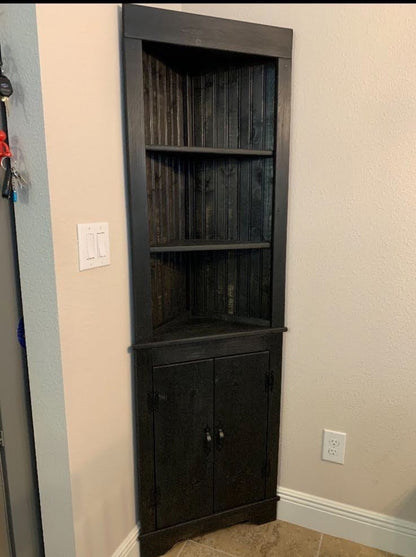 Rustic Corner Hutch SOLID doors, Kitchen corner hutch, Wood hutch, Pine hutch, Primitive Corner Hutch, Farmhouse corner hutch, handmade