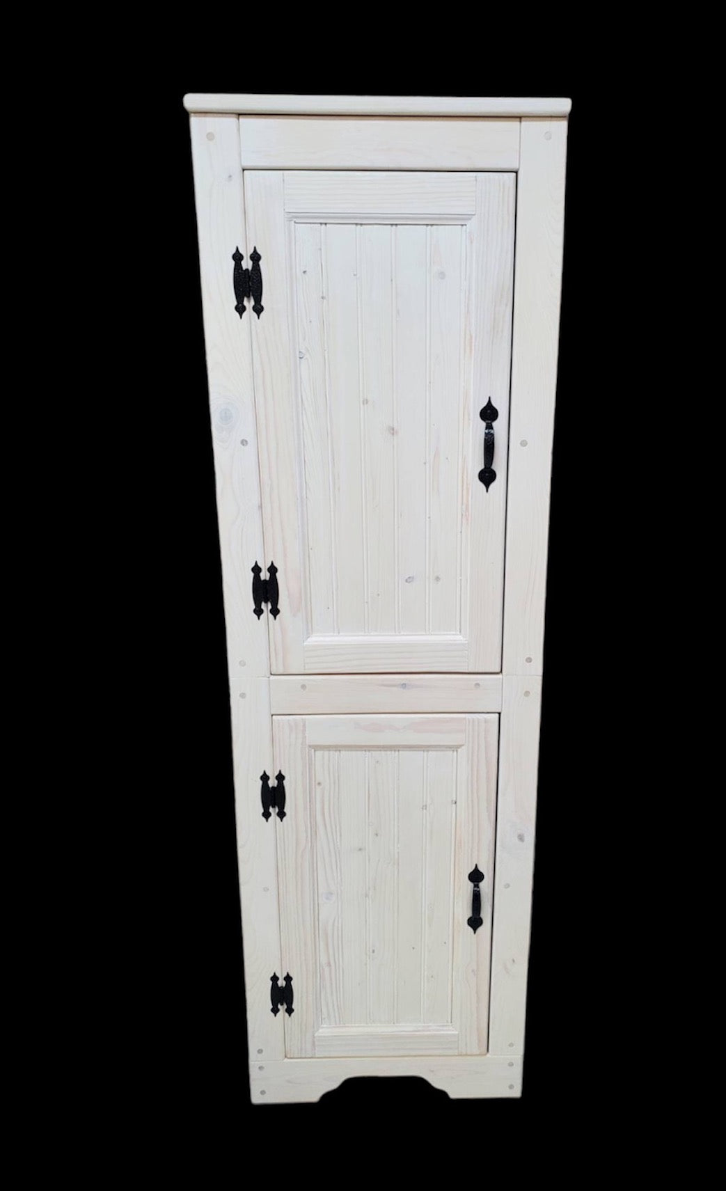Standard Size Pine Pantry Cabinet, Two Piece Wood Pantry