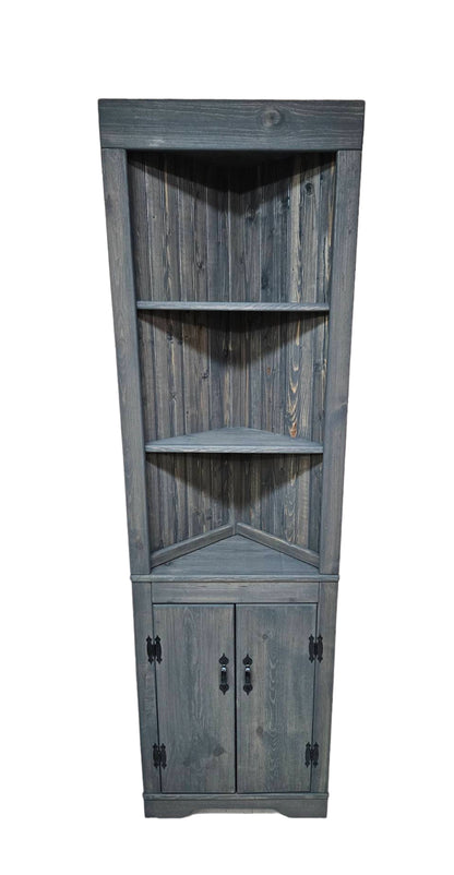 Rustic Corner Hutch SOLID doors, Kitchen corner hutch, Wood hutch, Pine hutch, Primitive Corner Hutch, Farmhouse corner hutch, handmade