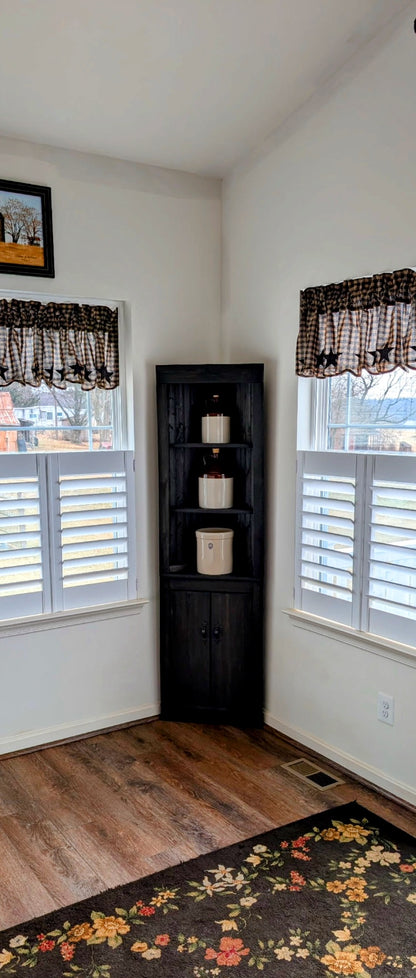 Rustic Corner Hutch SOLID doors, Kitchen corner hutch, Wood hutch, Pine hutch, Primitive Corner Hutch, Farmhouse corner hutch, handmade