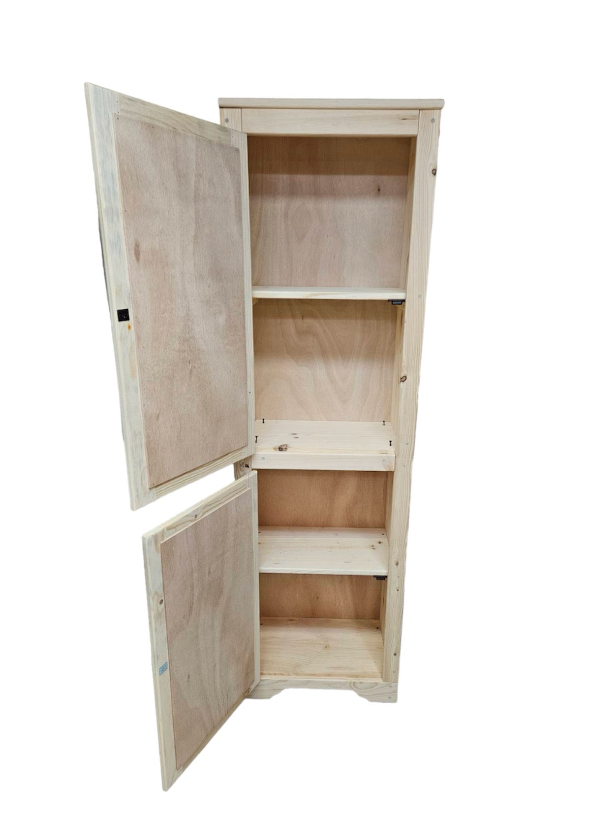 Tall Pine Pantry Cabinet, Two Piece Wood Pantry