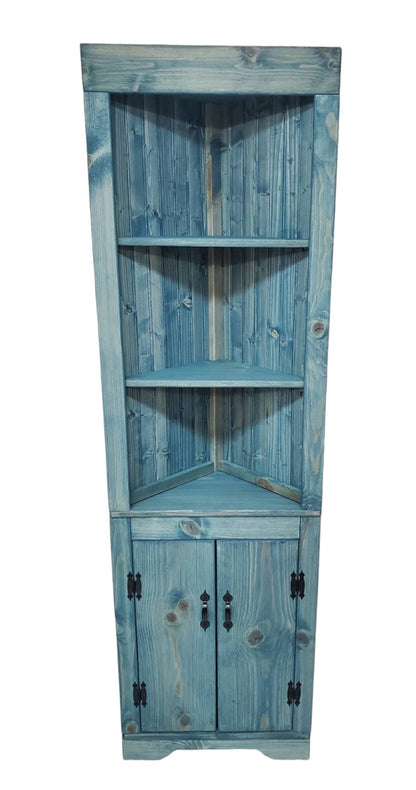 Rustic Corner Hutch SOLID doors, Kitchen corner hutch, Wood hutch, Pine hutch, Primitive Corner Hutch, Farmhouse corner hutch, handmade