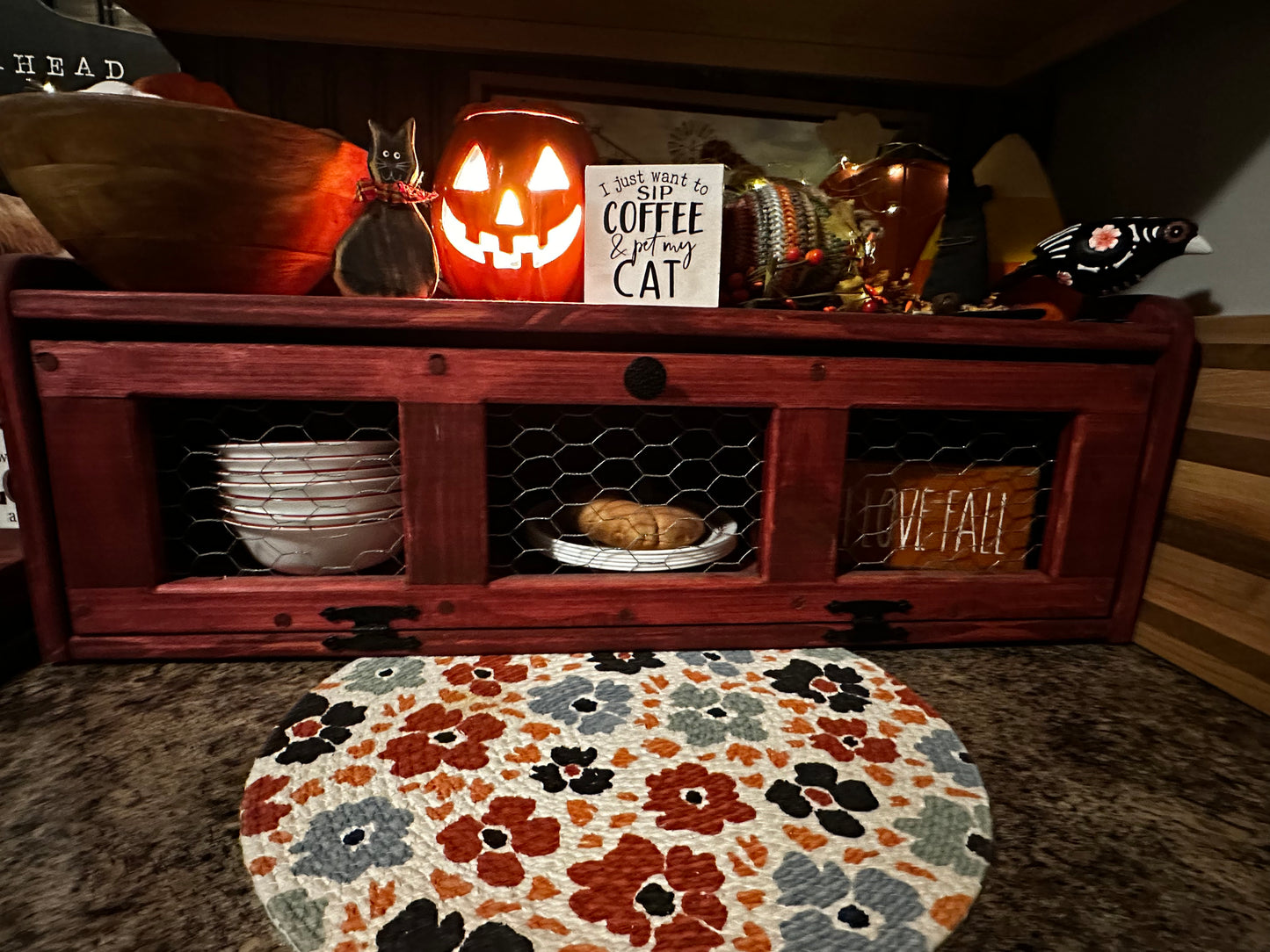 Rustic Countertop Shelf, Chicken Wire Shelf, Wood Countertop Shelf