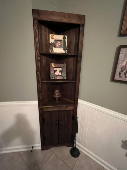 Rustic Corner Hutch SOLID doors, Kitchen corner hutch, Wood hutch, Pine hutch, Primitive Corner Hutch, Farmhouse corner hutch, handmade