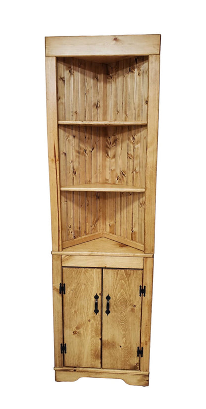 Rustic Corner Hutch SOLID doors, Kitchen corner hutch, Wood hutch, Pine hutch, Primitive Corner Hutch, Farmhouse corner hutch, handmade