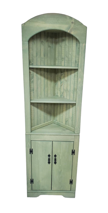 Rustic Corner Hutch SOLID doors, Kitchen corner hutch, Wood hutch, Pine hutch, Primitive Corner Hutch, Farmhouse corner hutch, handmade