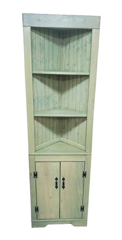 Rustic Corner Hutch SOLID doors, Kitchen corner hutch, Wood hutch, Pine hutch, Primitive Corner Hutch, Farmhouse corner hutch, handmade