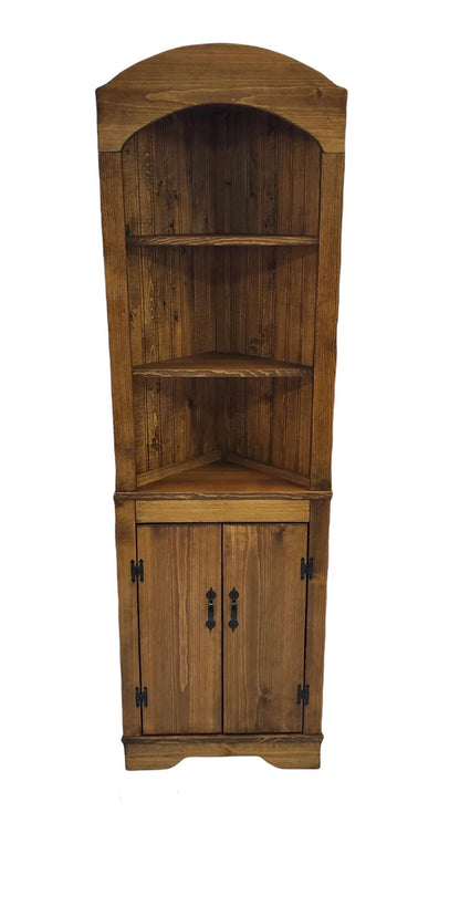 rustic corner hutch round top / solid