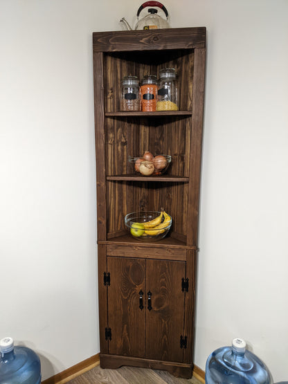rustic corner hutch