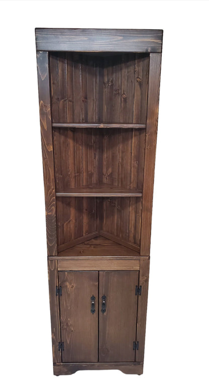 Rustic Corner Hutch SOLID doors, Kitchen corner hutch, Wood hutch, Pine hutch, Primitive Corner Hutch, Farmhouse corner hutch, handmade