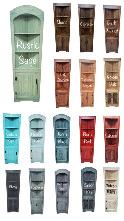 Rustic Corner Hutch SOLID doors, Kitchen corner hutch, Wood hutch, Pine hutch, Primitive Corner Hutch, Farmhouse corner hutch, handmade